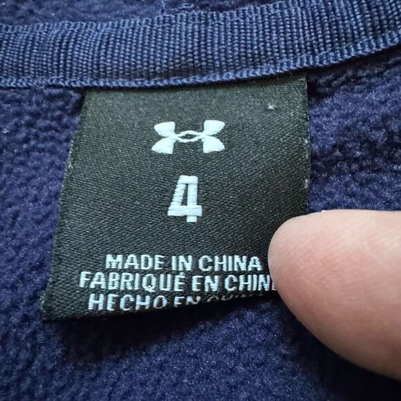 Under Armour Blue Zip Up Hoodie Kids Boys Size 4 100% Polyester Activewear - Picture 10 of 15